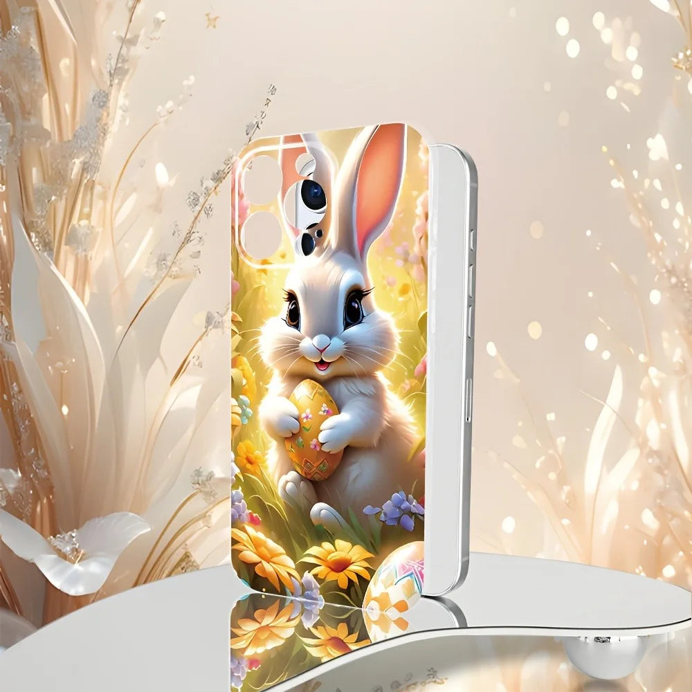 A colorful Easter Bunny egg pattern premium soft protective case for iPhone X/XS/XR/11/12/13/14/15/16 Plus Pro Max