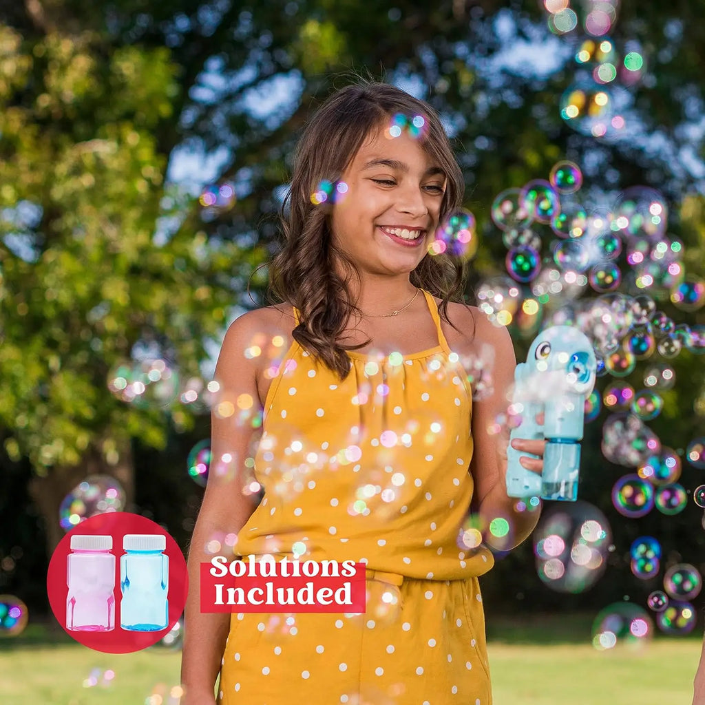 2 Pack Whale Bubble Guns with 4 Solution Bottles, Automatic Bubble Maker for Kids Outdoor Summer Fun
