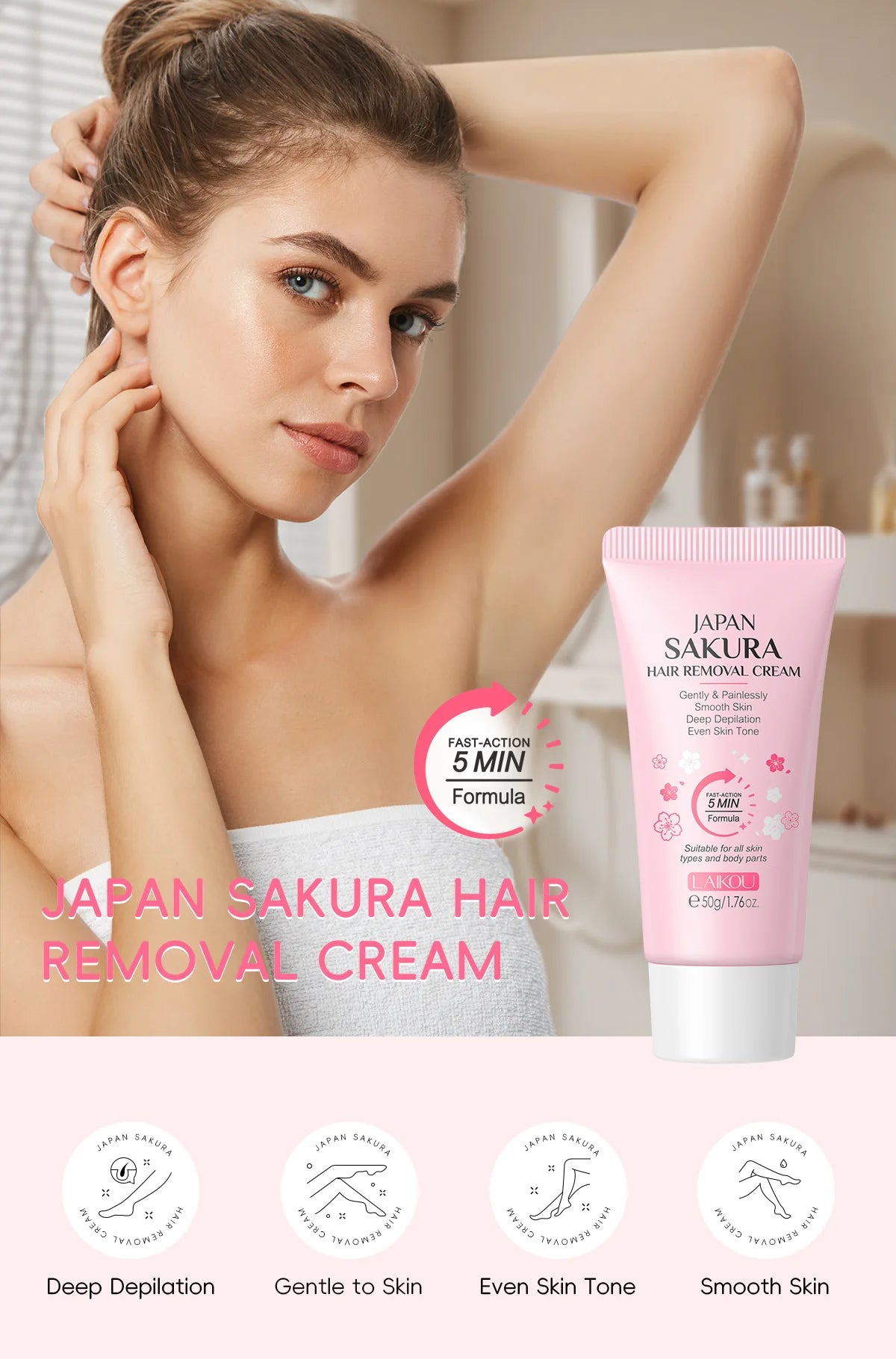 LAIKOU Hair Removal Cream  Intimate Areas Epilator Cream Painless Health Hair Remover Growth Inhibitor Men Woman Body Care 50g