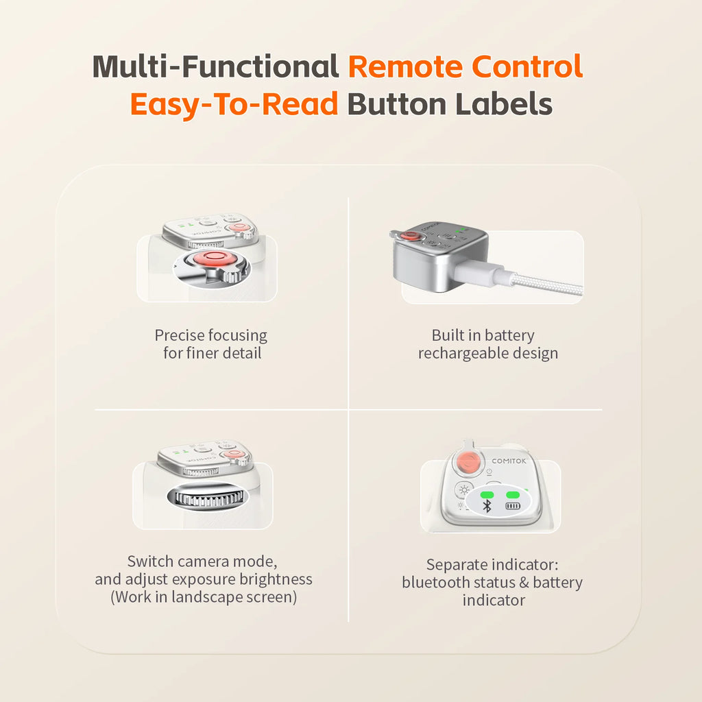 COMITOK MOCA iPhone Wireless Selfie Booster, with Focus Lock/DSLR Shutter,Rechargeable Remote Control+Optional Mirror/Fill Light