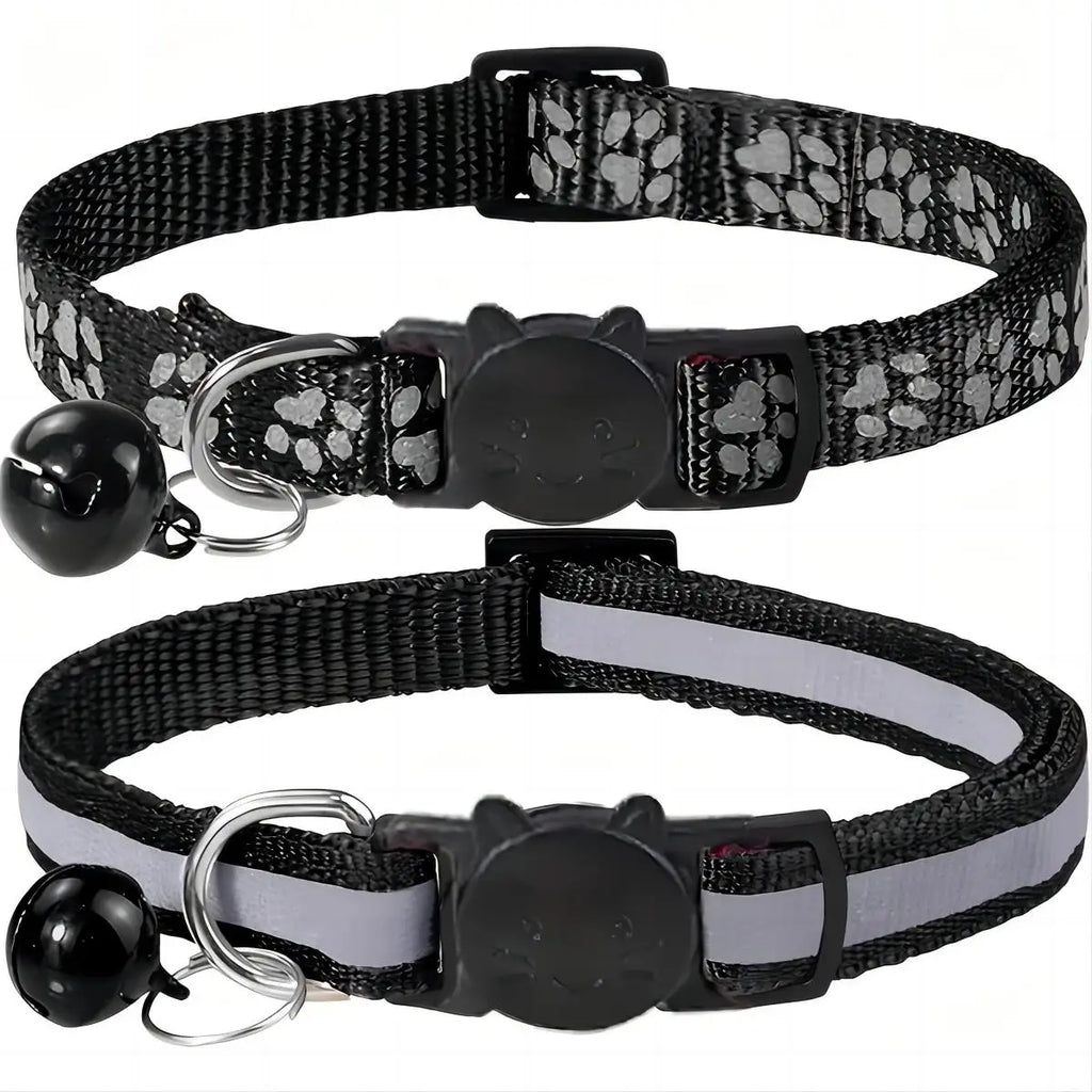 2 PC cat and dog footprints really reflective pet collar+strip reflective pet collar, reflective anti-lost pet collar.