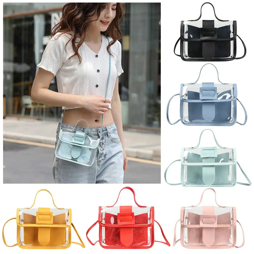 Small Women's Small Bag Transparent Jelly Candy Color Square Messager Bag Fashion Clutches PVC Shoulder Bag Crossbody Handbag