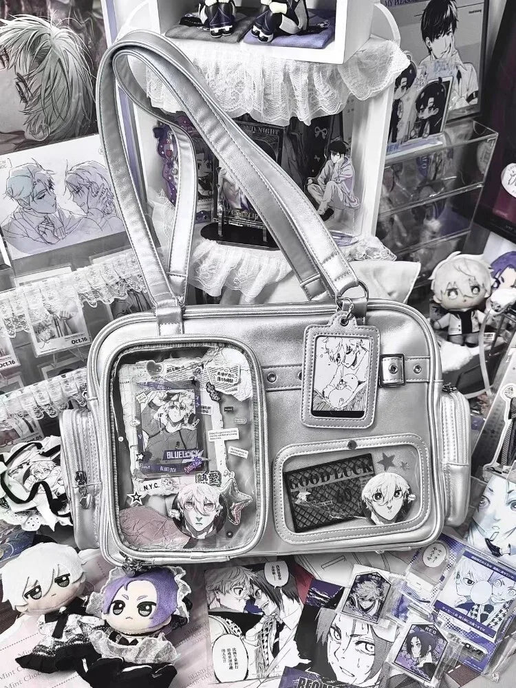 New Y2K Cute Ita Bag Concert Large Capacity Shoulder Bag Lolita Girl Transparent Backpack DIY Badge Display Casual Crossbody Bag