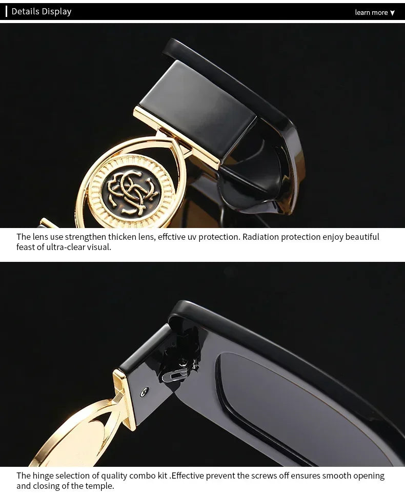 2026 New Retro Square Sunglasses for Women Men Flower Decoration Fashion Ladies Sun Glasses Ins Hot Shading Eyewear UV400