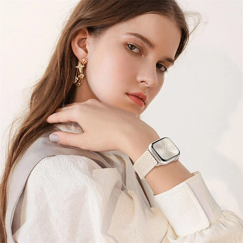 Braided Band For Apple Watch Strap 44mm 40mm 45mm 46mm 49mm 41mm 38 Magnetic Nylon Bracelet iWatch series se 7 6 8 9 10 Ultra 2