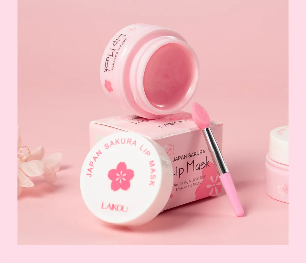 8g LAIKOU Sakura Lip Sleeping Mask Hydrating Moisture Nutriousing Wrinkle Smoothing Dryness Lip Mask Korean Cosmetics Skin Care