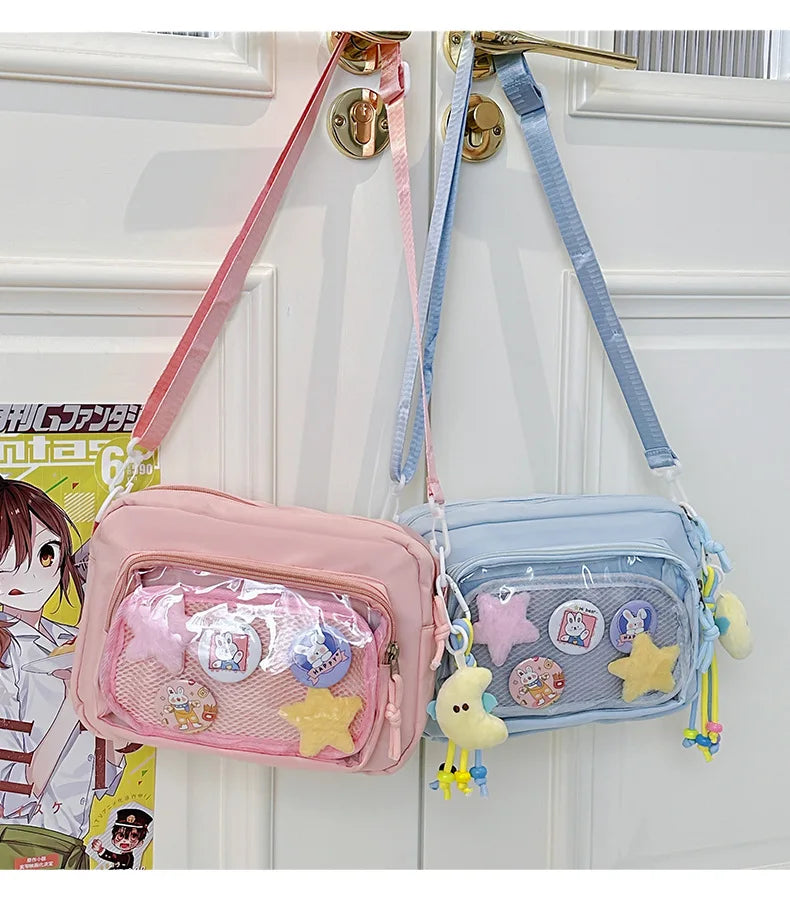 Japan and South Korea Cute Small Bag Female anime Pain Bag Pure Color Small Fresh Student Korean Simple Bag Crossbody Bag Female