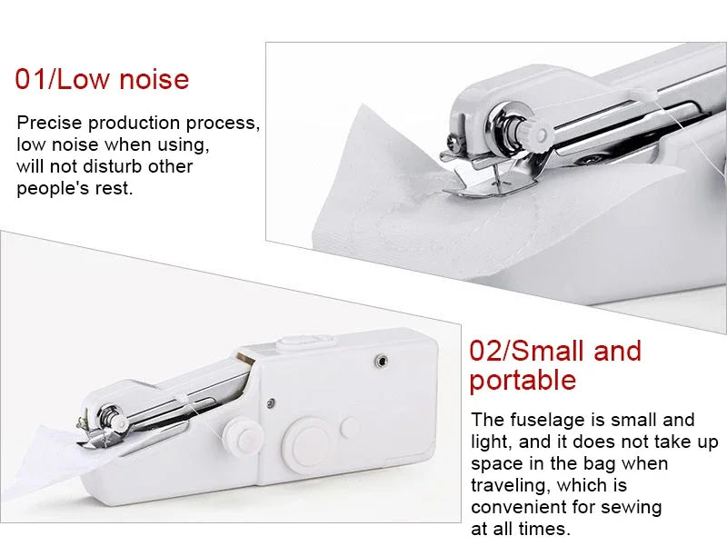 Portable Manual Sewing Machine Handheld Rope-free Electric Quick Build DIY Apparel Supplies Arts Crafts Home Garden Embroidery