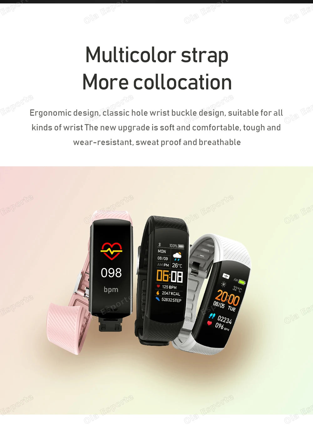 Smart Watch Men Women Bluetooth Step Counting Sports Bracelet Fitness Tracker Heart Rate Blood Pressure Sleep Smart Bracelet New