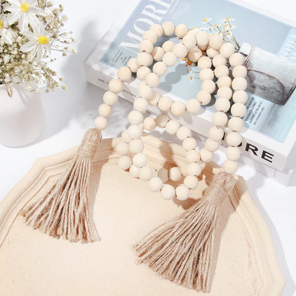Farmhouse Wall Hanging Home Decor DIY Handmade  Tassel Bead Ornament Boho Gift with Tassels Decor Prayer Boho Beads