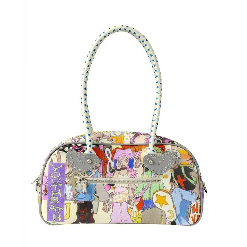 YB x Oliwa Graphic Wings Shoulder Bag Women Korean Fashion Brands Designer Handbags  New Cute Cartoon Printing Female Bags