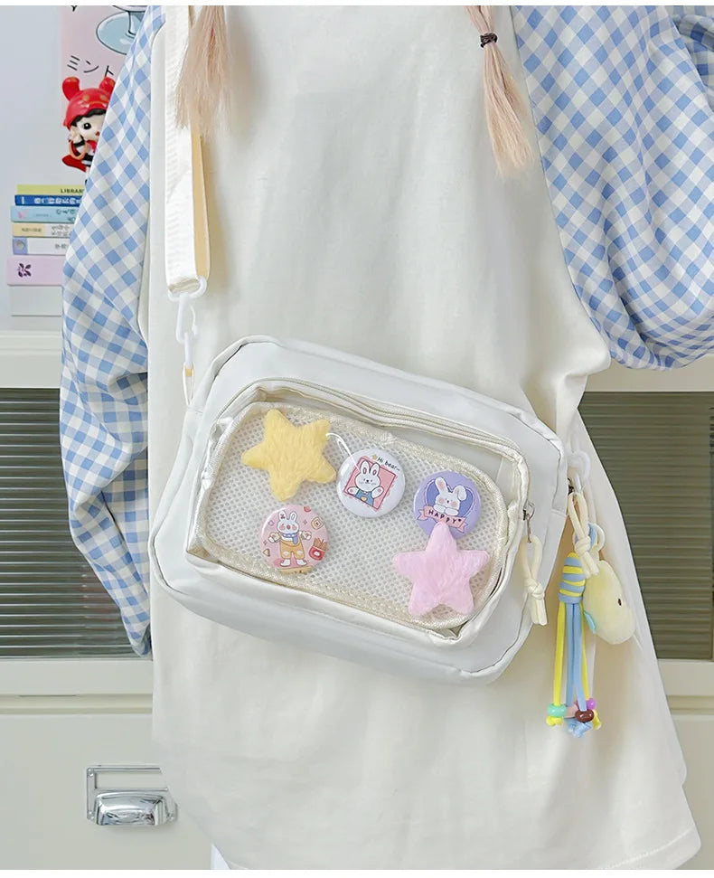 Japan and South Korea Cute Small Bag Female anime Pain Bag Pure Color Small Fresh Student Korean Simple Bag Crossbody Bag Female