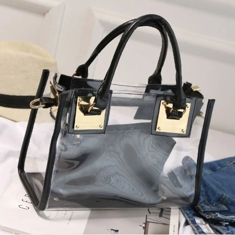 Fashion Clear Crossbody Bag Adjustable Strap Large Capacity Transparent Jelly Bag PVC Square Handbag Summer