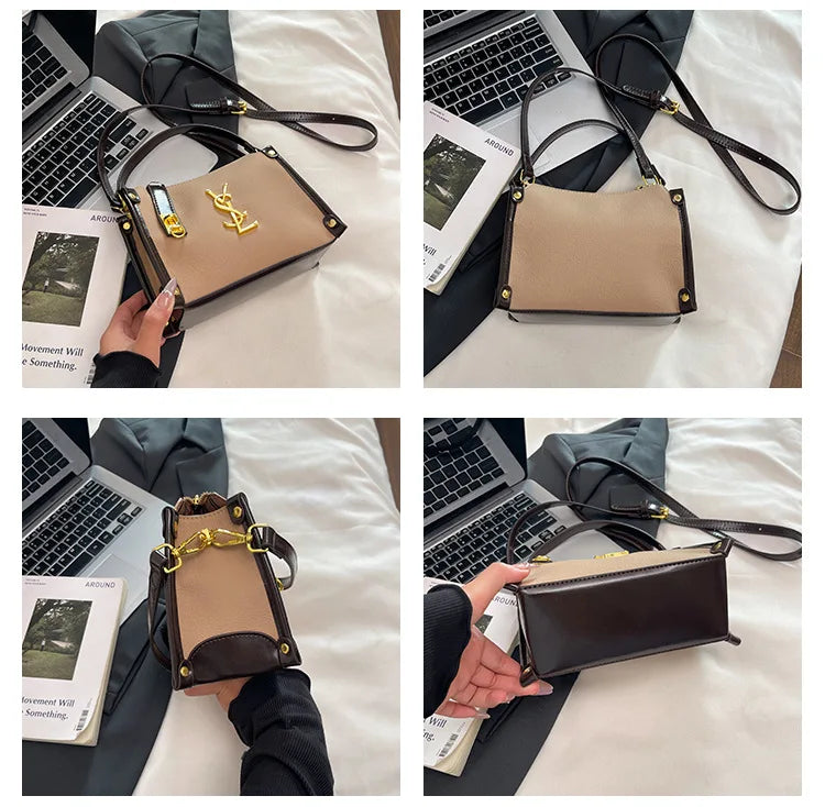 2026 New Korean Style Retro Mini Square Crossbody Bag Shoulder Top Handle Purse Textured Everyday Tote for Women