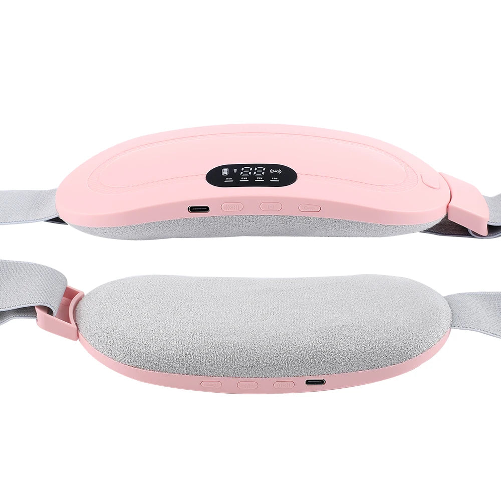 Electric Period Cramp Massager Vibrating Heating Period Pads Belt for Menstrual Colic Waist Stomach Abdominal Warm Palace Belt