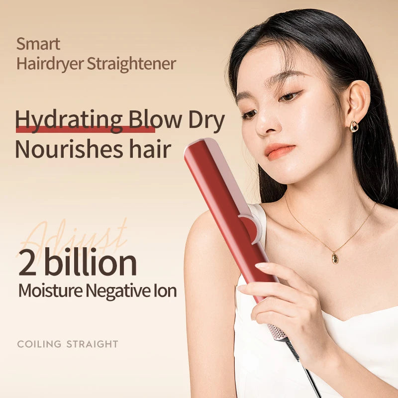 1-2pcs-2027 New 2 in 1 Professional Hair Straightener and Hair Dryer Heated Hair Straightener Negative Ion Iron Styling Tool