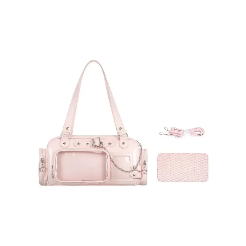 Star Chain Y2k Harajuku Shoulder Itabag Blue Lolita Girl Pain Bags Transparent Japanese Crossbody Bag New Concert Korean Handbag
