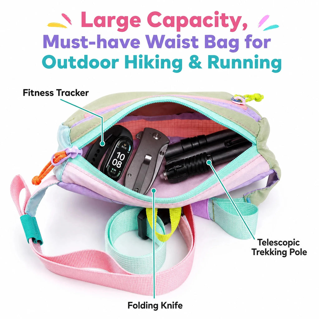 EcoSloth Random Foldable Waist Pack and Outdoor Water-resistant Fanny Packs for Women Men Crossbody Bags for Running Hiking Work