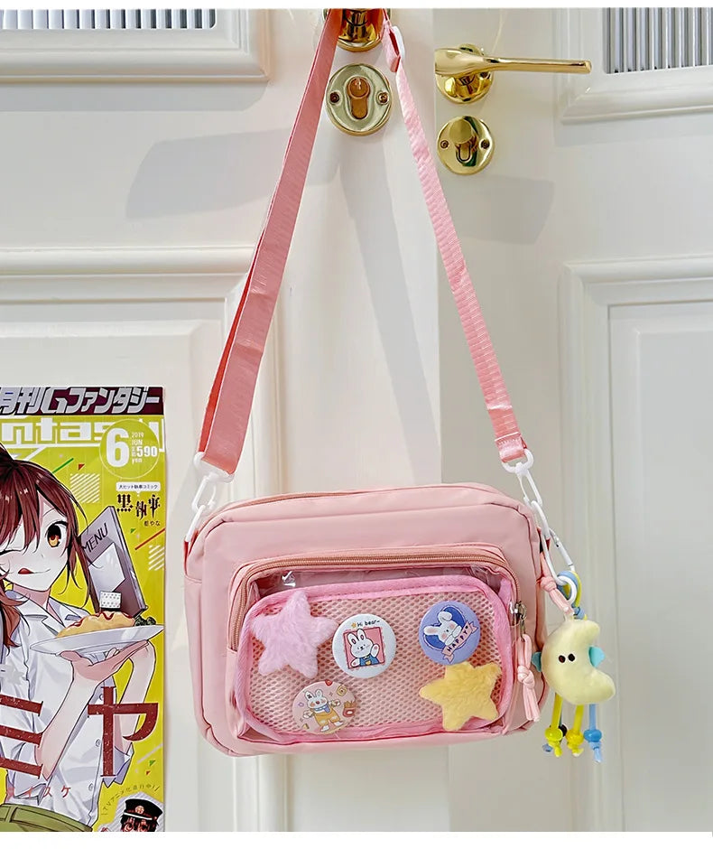 Japan and South Korea Cute Small Bag Female anime Pain Bag Pure Color Small Fresh Student Korean Simple Bag Crossbody Bag Female