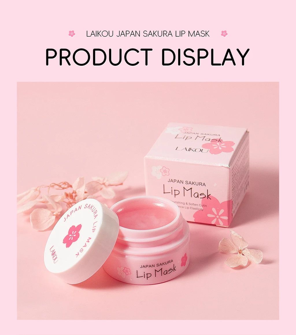 8g LAIKOU Sakura Lip Sleeping Mask Hydrating Moisture Nutriousing Wrinkle Smoothing Dryness Lip Mask Korean Cosmetics Skin Care