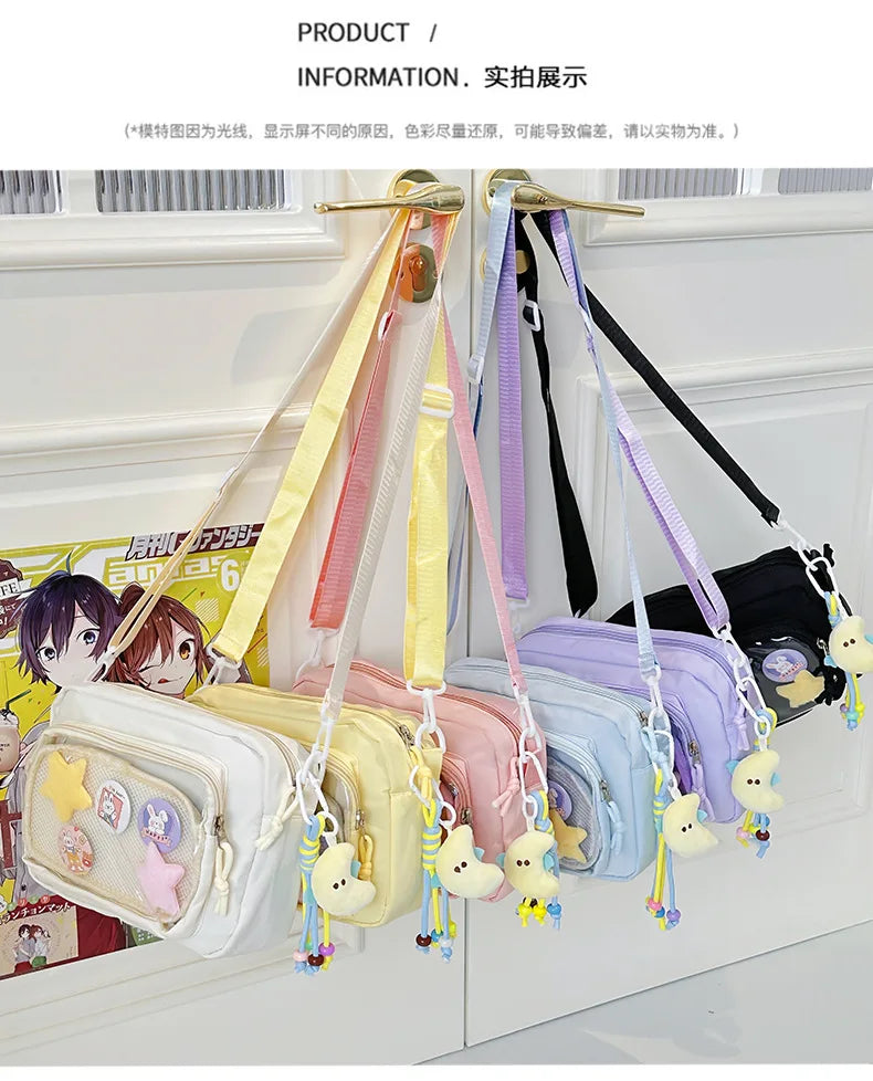 Japan and South Korea Cute Small Bag Female anime Pain Bag Pure Color Small Fresh Student Korean Simple Bag Crossbody Bag Female