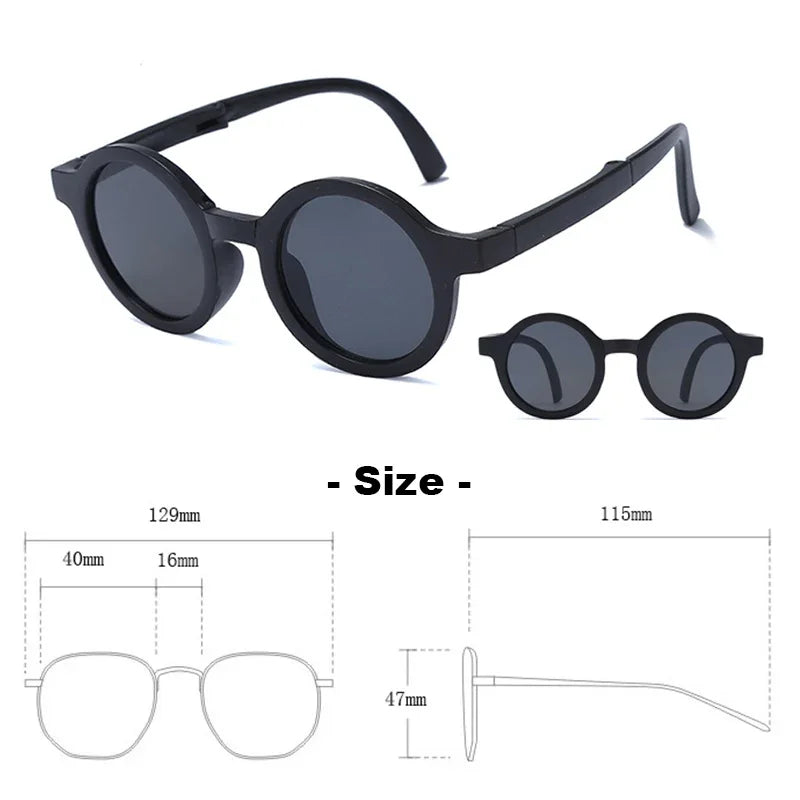 Foldable Kids Sunglasses Girls Boy Children Sun Glasses Round Street Beat Eyeglasses Cute Baby Shades Eyewears
