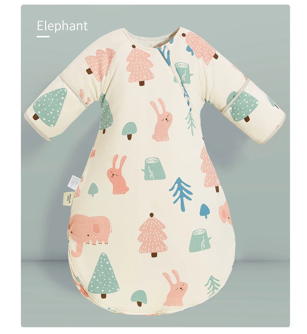 INSULAR Baby Thickened Sleeping Bags Infant Warm Pajamas Kids Cartoon Cotton Sleep Sack Toddler Anti-kick Onesuit Autumn Winter