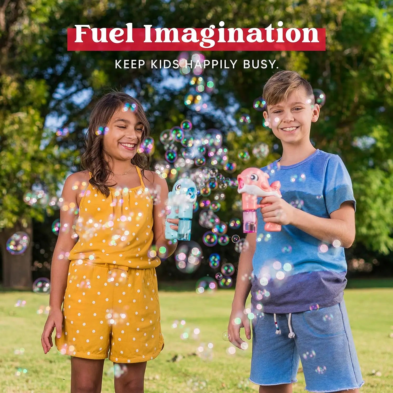 2 Pack Whale Bubble Guns with 4 Solution Bottles, Automatic Bubble Maker for Kids Outdoor Summer Fun