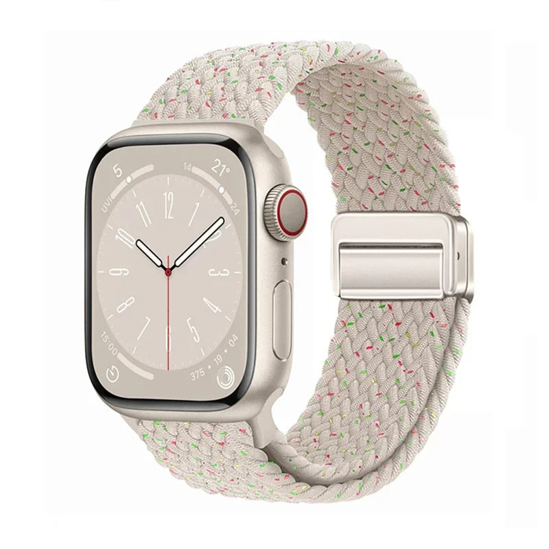 Braided Band For Apple Watch Strap 44mm 40mm 45mm 46mm 49mm 41mm 38 Magnetic Nylon Bracelet iWatch series se 7 6 8 9 10 Ultra 2