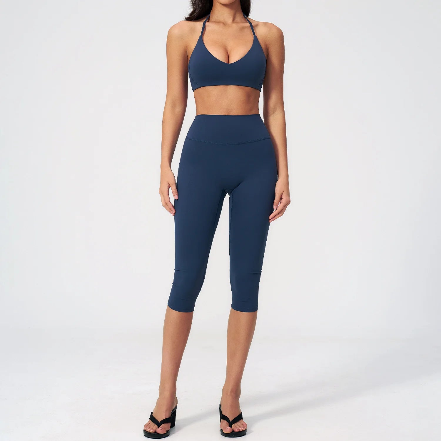 Yoga Set 2PCS Sports Set Short Sleeve Fitness Outfits Women Tracksuit Workout Clothes Running Capri Pants Gym Suit Athletic Wear