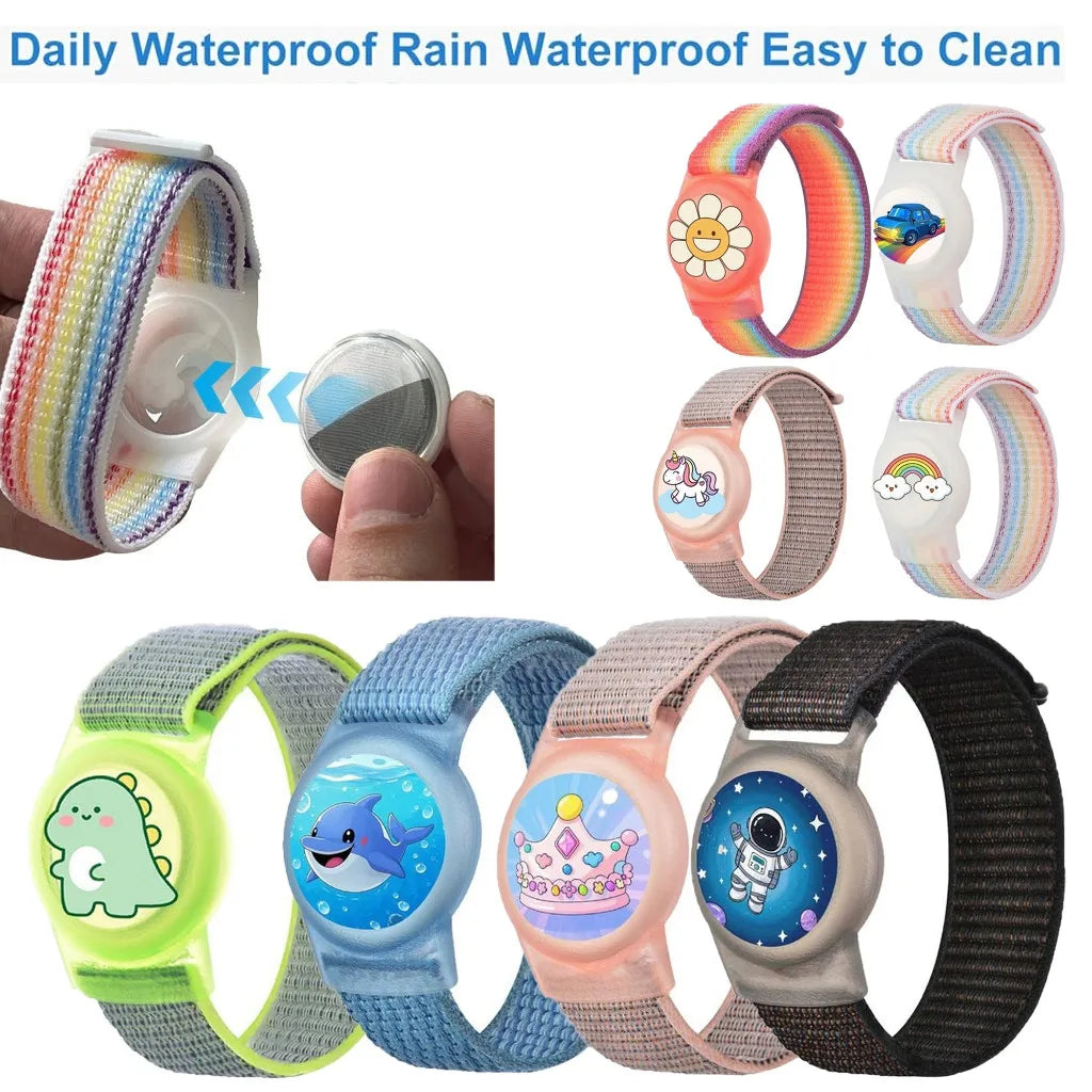 Waterproof Airtag Bracelet for Kids Soft Nylon Hidden Air Tag Wristband Full Cover Lightweight  Band for Toddler Child