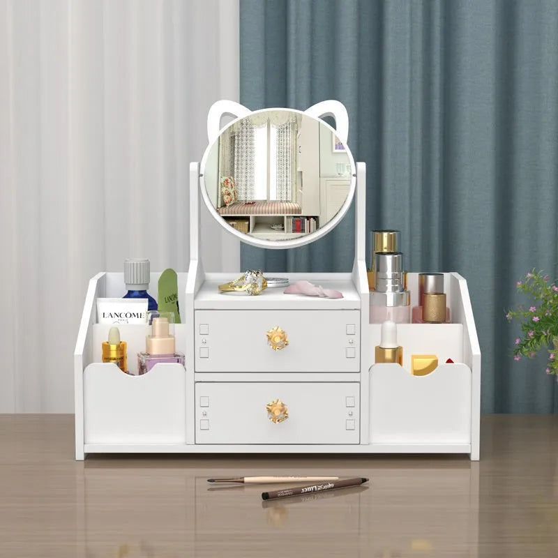 Makeup Organizer Large Capacity Cosmetic Storage Box Drawer Storage  Jewelry Box Desktop NailPolish Makeup Container With Mirror