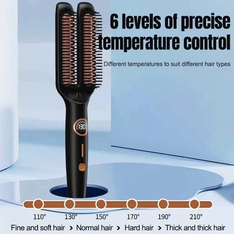 Professional Electric Hair Straightener  Multifunctional 2 In 1 Curler Brush Ceramic Hair Straightener Curling Irons Hot Comb﻿