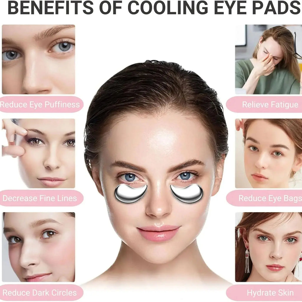 EMS Redlight Eye Massage and Stainless Steel Cooling Eye Pad Eyes Beauty Device for Puffy Eyes Reduce Bags & Dark Circles