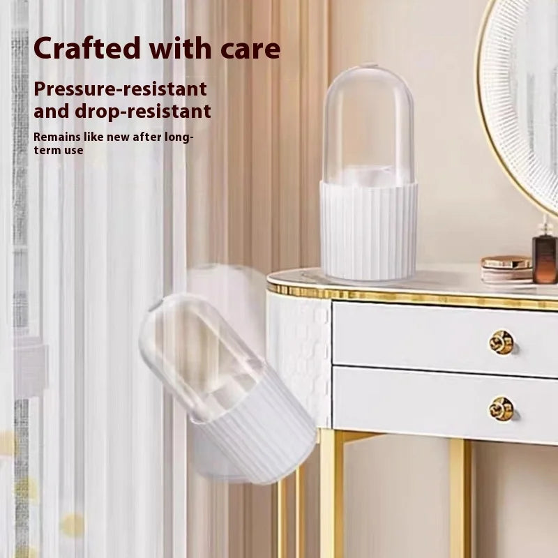 Makeup Brush Holder Organizer with Lid, 360 Degree Rotatable Makeup Brush Organizer Spinning Cosmetics Holders Brush Storage Box