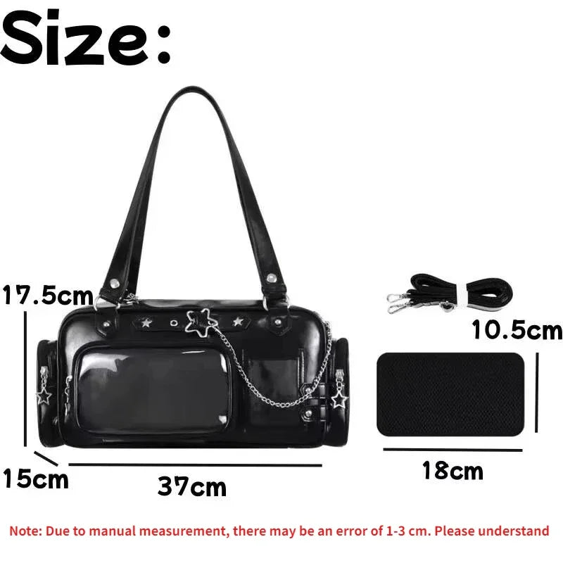Star Chain Y2k Harajuku Shoulder Itabag Blue Lolita Girl Pain Bags Transparent Japanese Crossbody Bag New Concert Korean Handbag