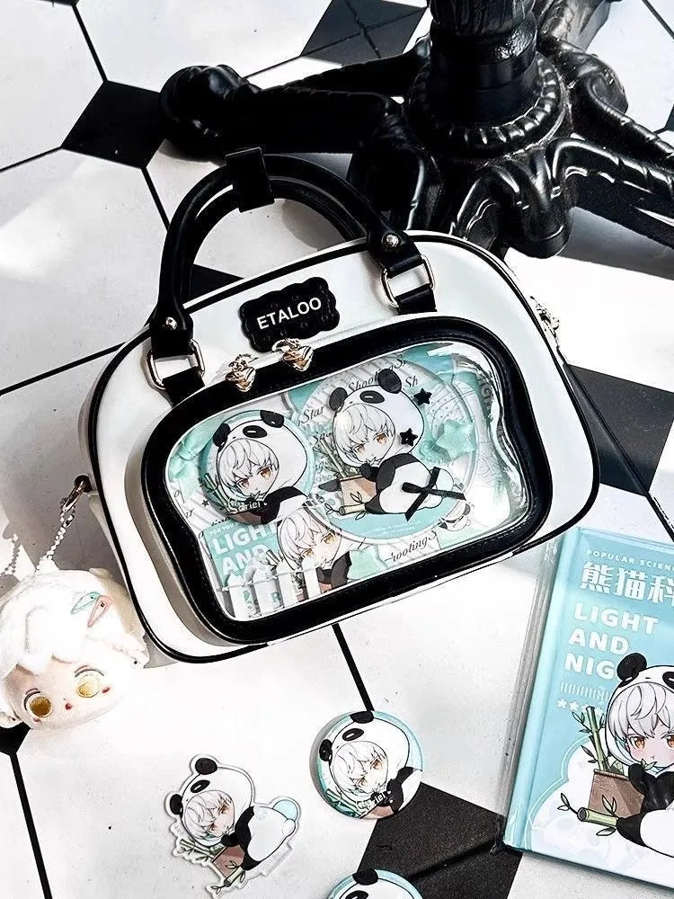 New Y2K Cute Ita Backpack Comic Exhibition Crossbody Bag Lolita Girl Transparent Cosplay Shoulder Bag DIY Badge Display Handbags