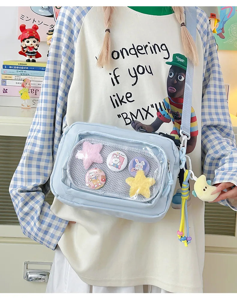 Japan and South Korea Cute Small Bag Female anime Pain Bag Pure Color Small Fresh Student Korean Simple Bag Crossbody Bag Female