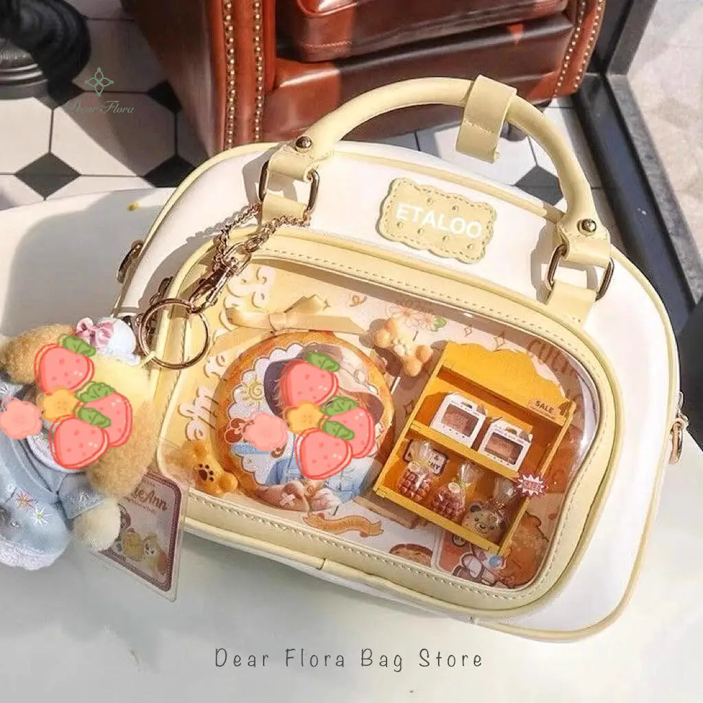 New Y2K Cute Ita Backpack Comic Exhibition Crossbody Bag Lolita Girl Transparent Cosplay Shoulder Bag DIY Badge Display Handbags