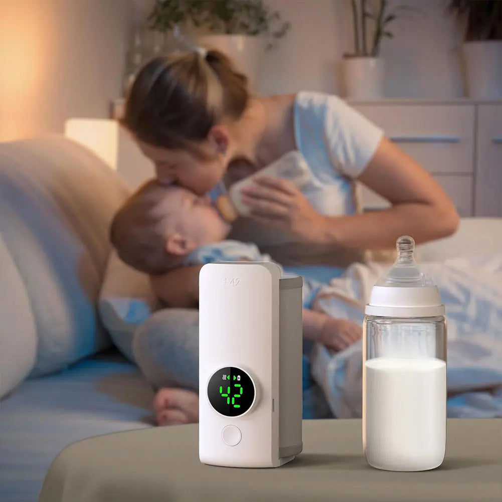 Portable Bottle Warmer Rechargeable Cordless Milk Warmer with Temperature Control Baby Bottle Warmer for Feeding Accessory