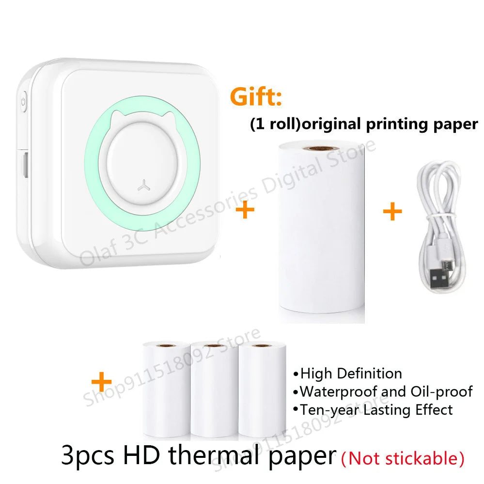 Meow Mini Label Printer Thermal Portable Printers Stickers Paper Inkless Wireless Impresora Portátil 200dpi Android IOS 57mm