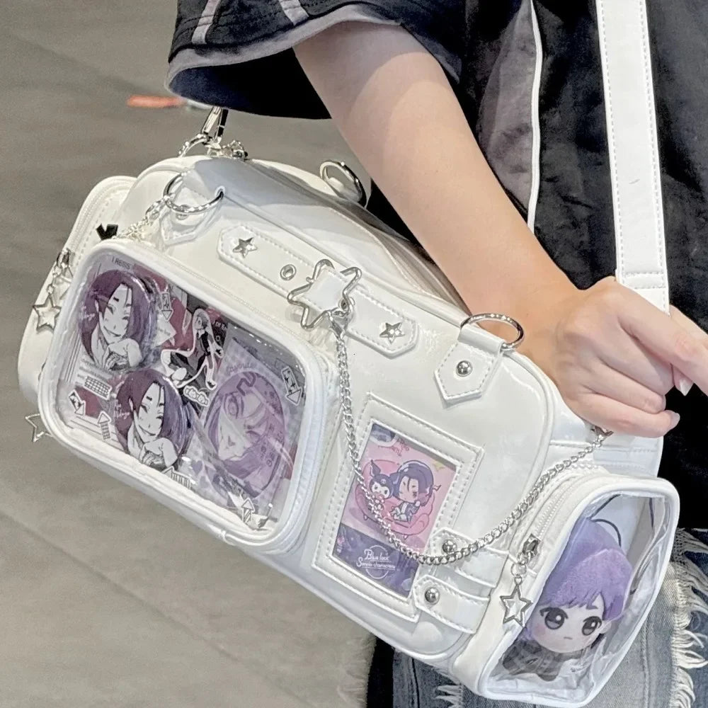 Star Chain Y2k Harajuku Shoulder Itabag Blue Lolita Girl Pain Bags Transparent Japanese Crossbody Bag New Concert Korean Handbag