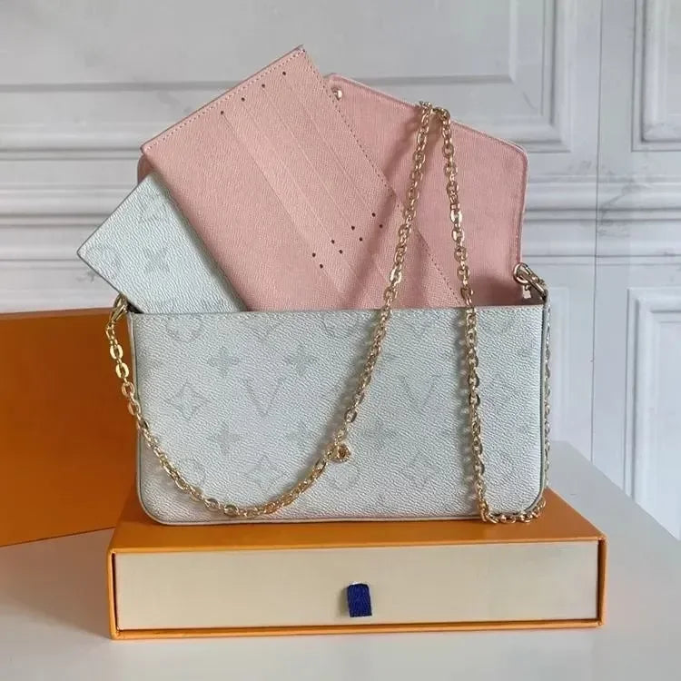 10A Bags 3/p Set Top Luxury Designer Wallet Shoulder Women Classic Flower Pochette Felicie Bag Leather Clutch Tote Messenger bag
