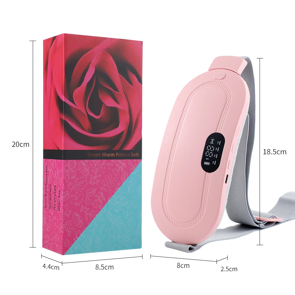 Electric Period Cramp Massager Vibrating Heating Period Pads Belt for Menstrual Colic Waist Stomach Abdominal Warm Palace Belt