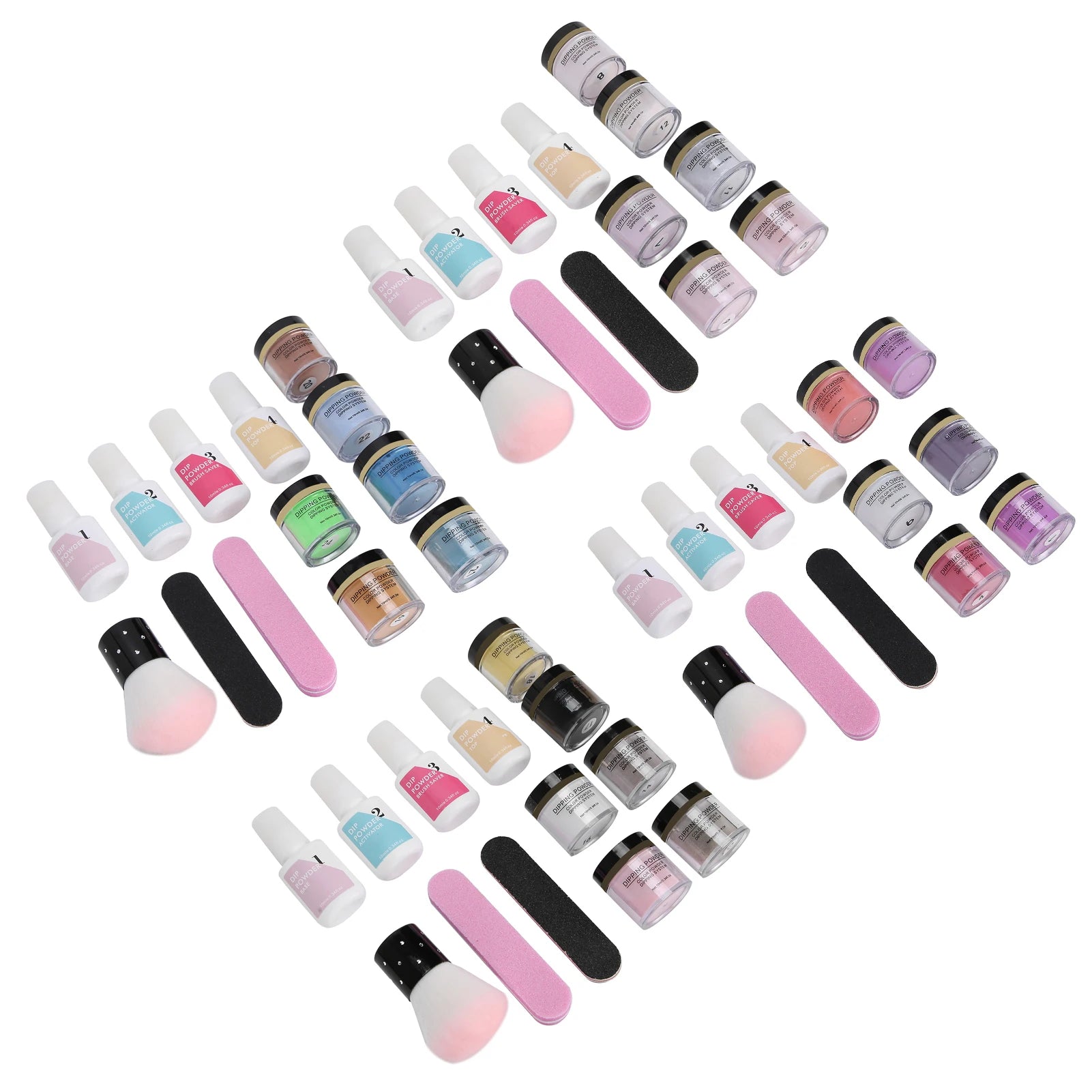 Nail Dipping Powder Set Nail Art Powder Top Base Coat Gel Dust Brush Manicure Tool Set Nail Powder