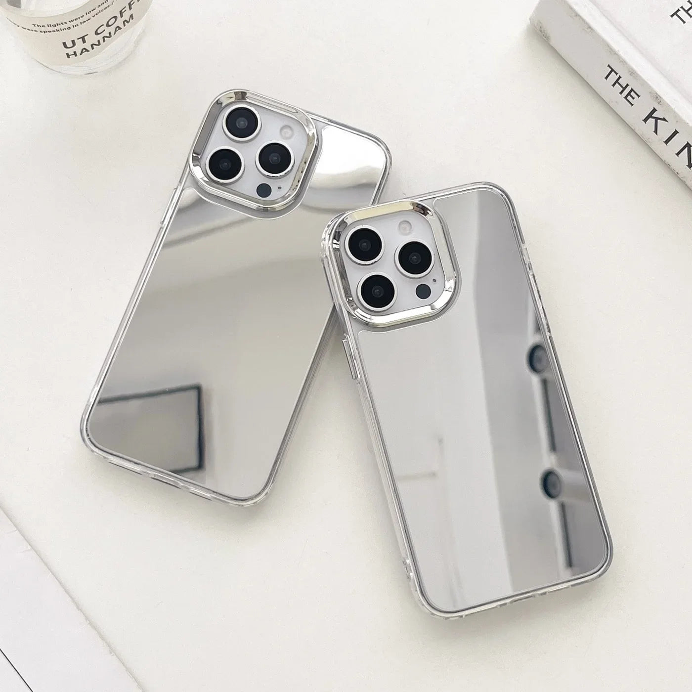 Luxury Plated Makeup Mirror Phone Case for iPhone 17/16/15/14/13/12/11 Pro Max Plus, Hard Acrylic Shockproof Frame Case