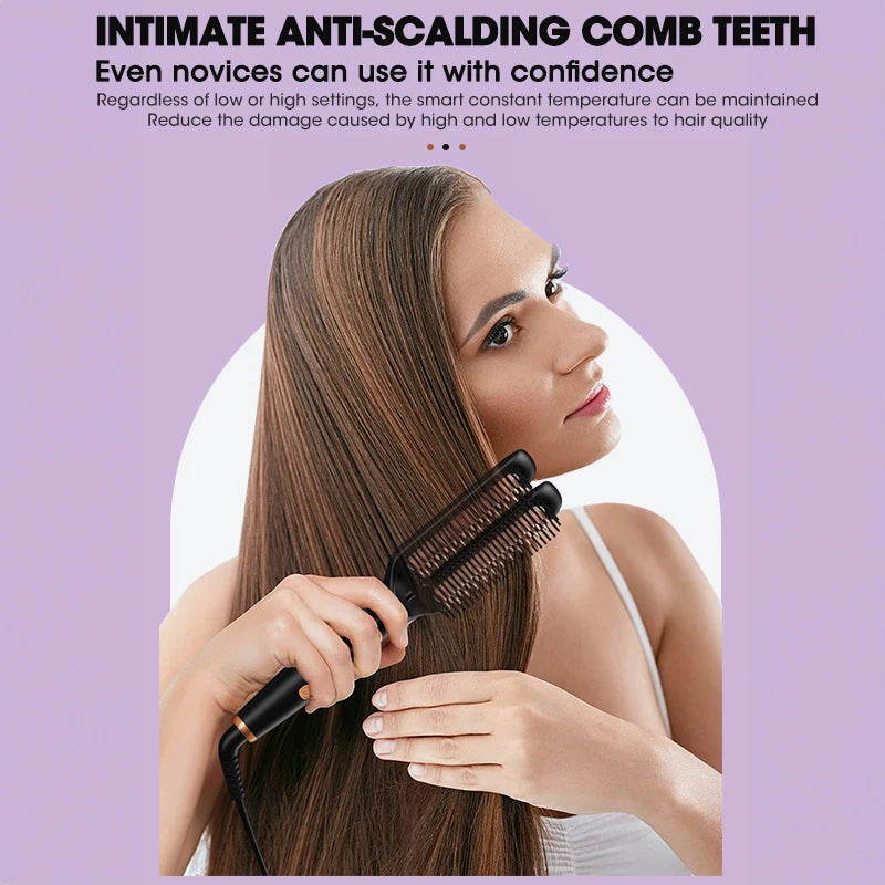 Professional Electric Hair Straightener  Multifunctional 2 In 1 Curler Brush Ceramic Hair Straightener Curling Irons Hot Comb﻿
