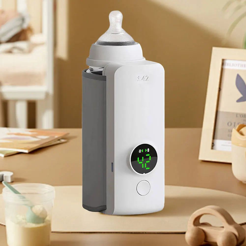Portable Bottle Warmer Rechargeable Cordless Milk Warmer with Temperature Control Baby Bottle Warmer for Feeding Accessory
