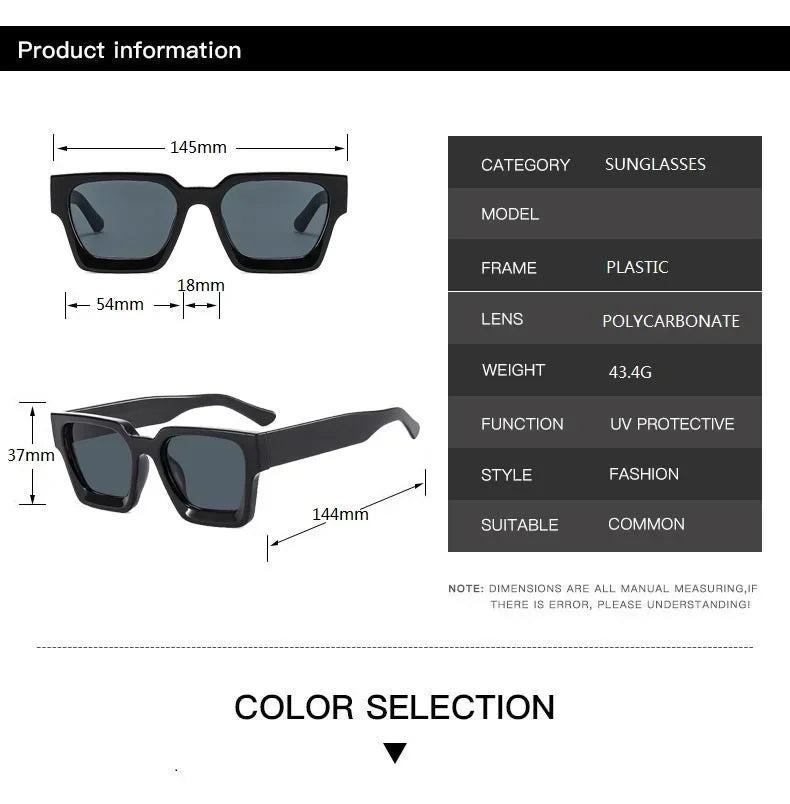 Square Vintage Sunglasses Men Women Fashion Punk Retro Brand Designer Sunglasses Driving Sun Glasses Male UV400 Goggles Shades