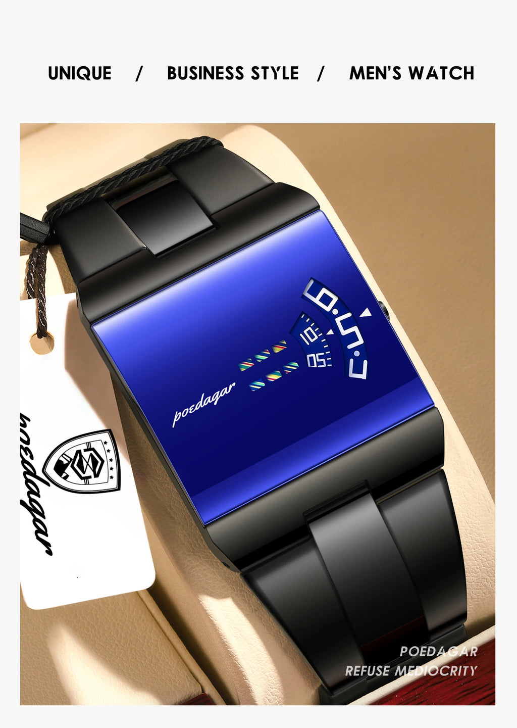 POEDAGAR Top Unique Men Clock Waterproof Fashion Casual Man Wristwatch Stainless Steel Original Sport Quartz Men's Watches Reloj